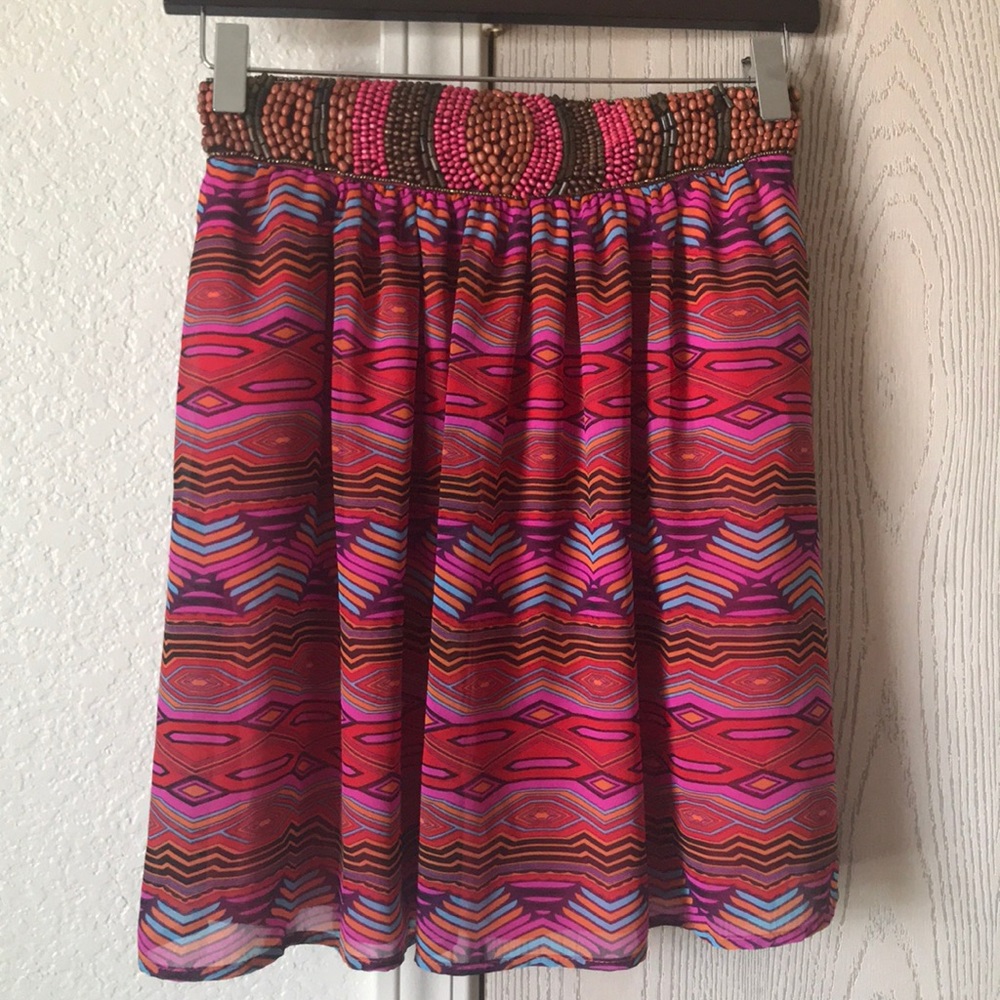 Beaded Elastic Multicolored Skirt